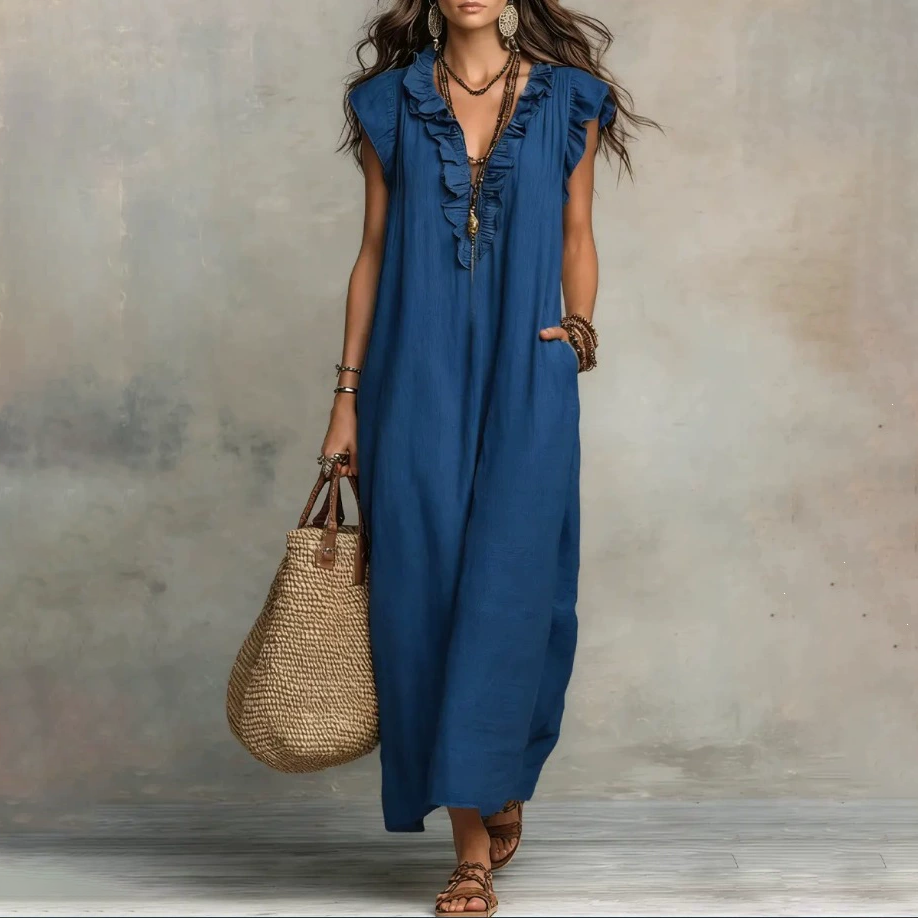 Bohemian V-Neck Sleeveless Maxi Dress