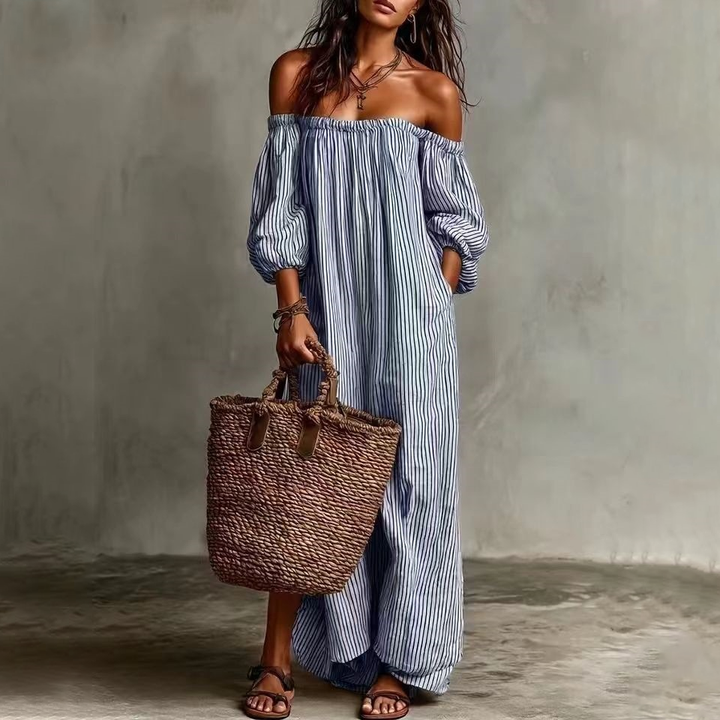 Effortless Boho Off-the-Shoulder Maxi Dress