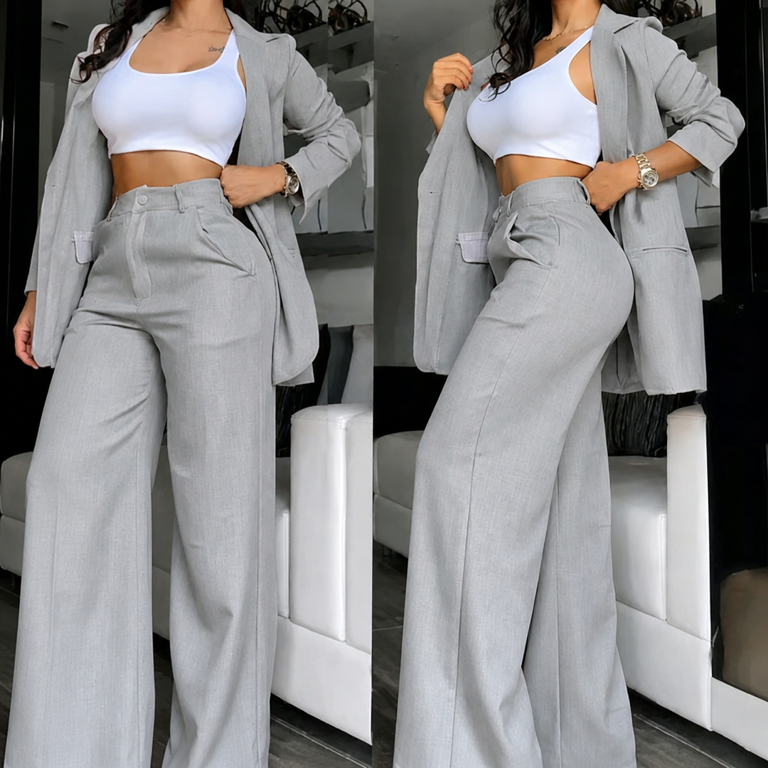 Chic Blazer &amp; Wide-Leg Pants Set