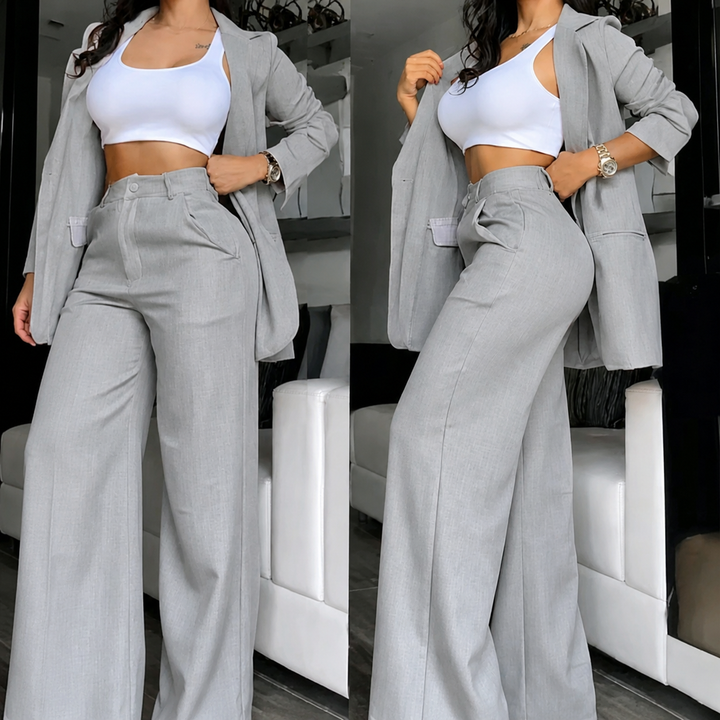 Chic Blazer &amp; Wide-Leg Pants Set