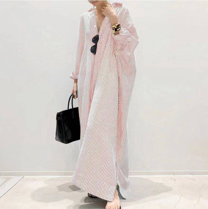 Relaxed Oversized Striped Shirt Dress