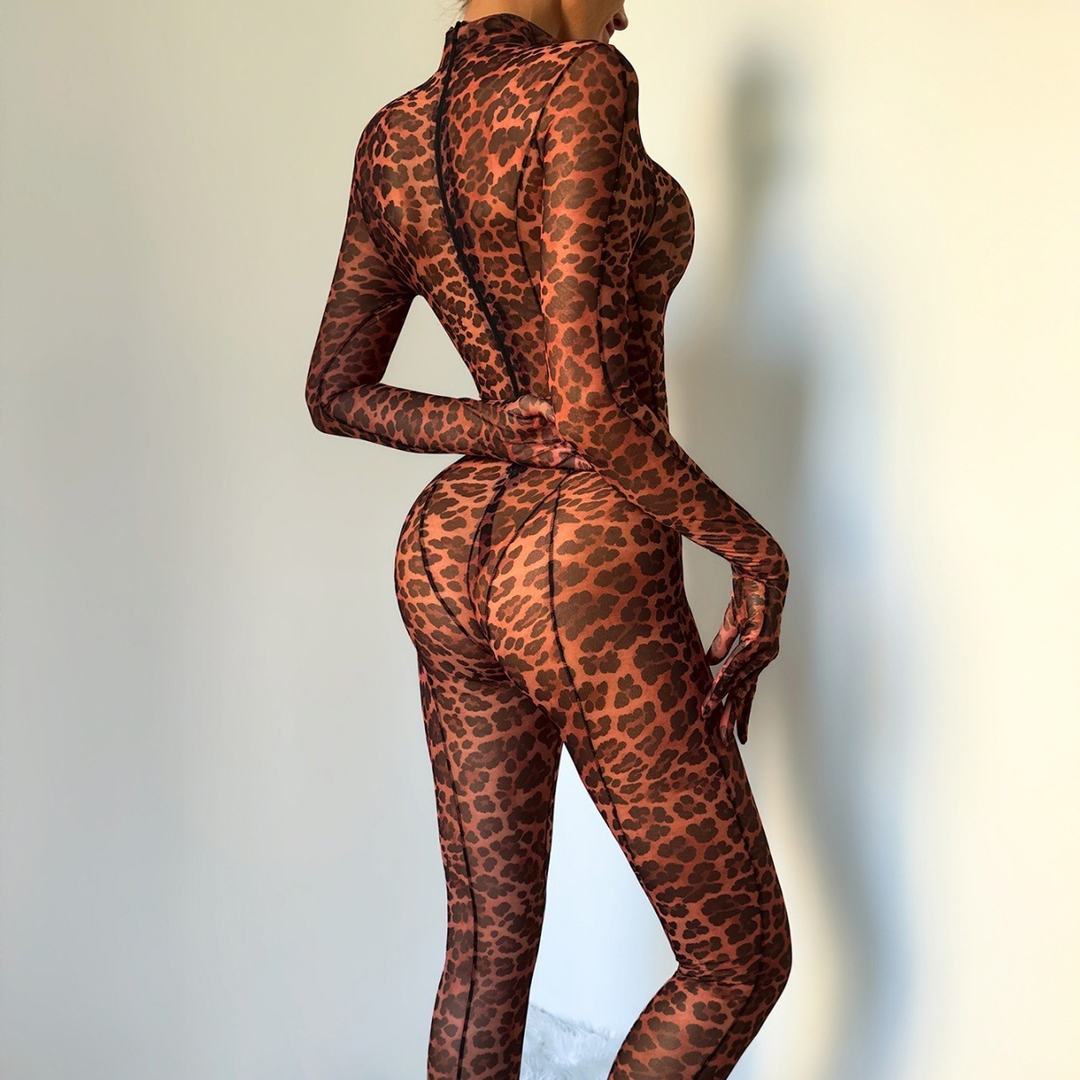 Women’s Sheer Leopard Jumpsuit