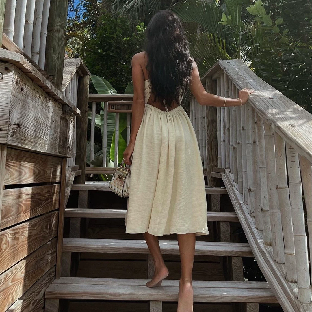 Twist Front Halter Maxi Dress