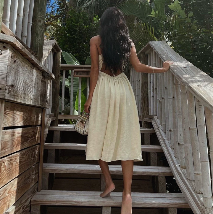 Twist Front Halter Maxi Dress