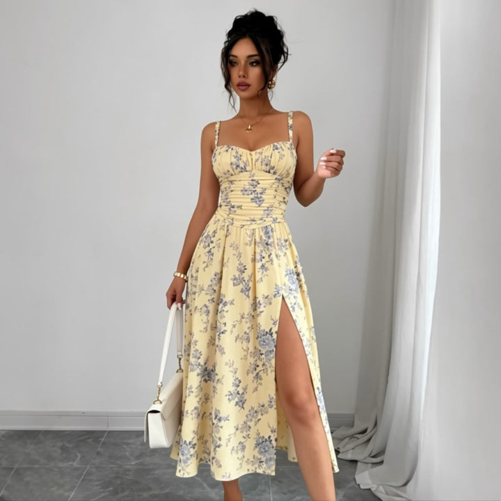 Floral Sweetheart Neck Maxi Dress