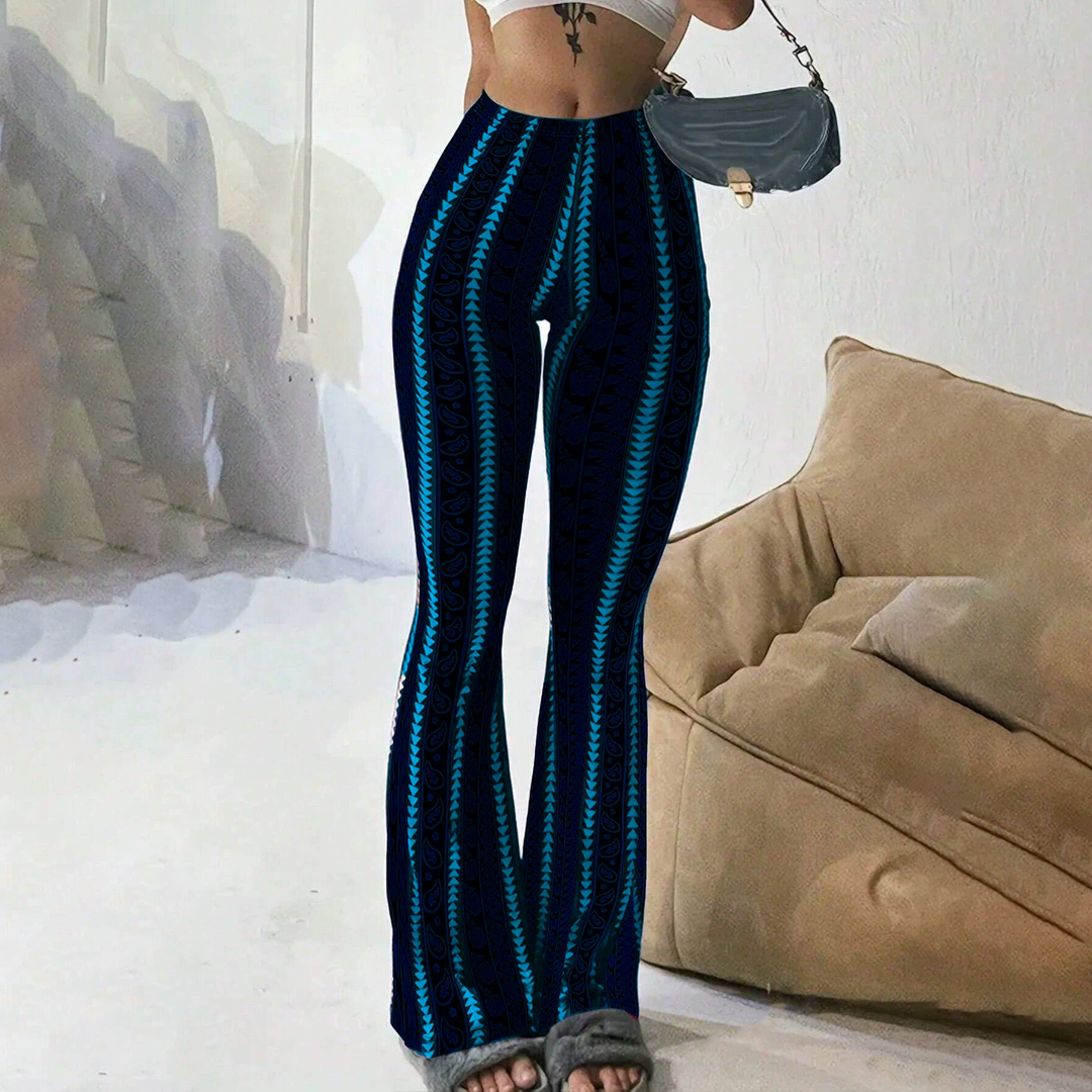 Bohemian-style printed high-elasticity flared leggings