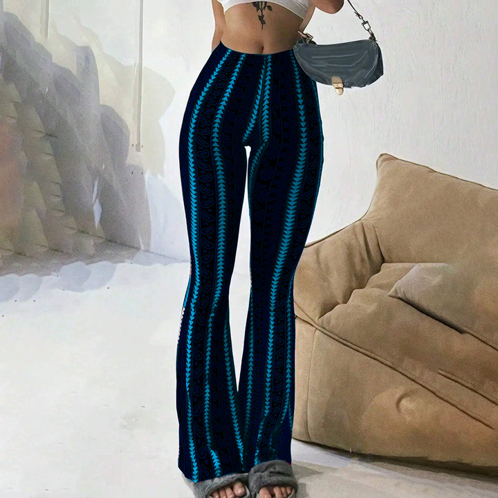 Bohemian-style printed high-elasticity flared leggings