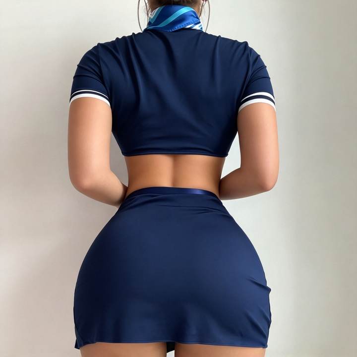 Women’s Uniform-Inspired Crop Top &amp; Mini Skirt Set