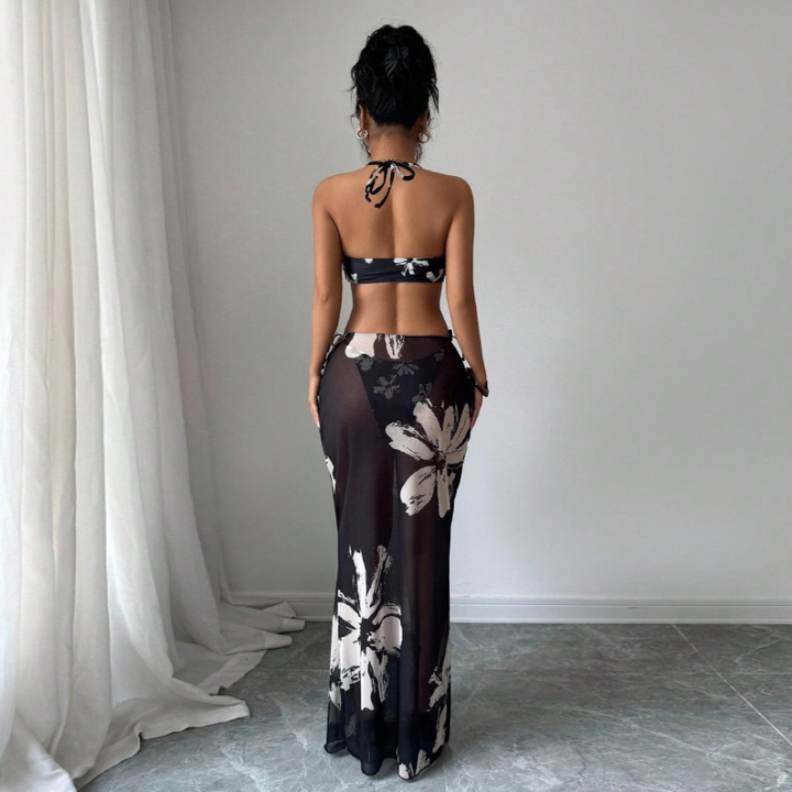 Floral Bandeau Bikini &amp; Maxi Cover-Up Set