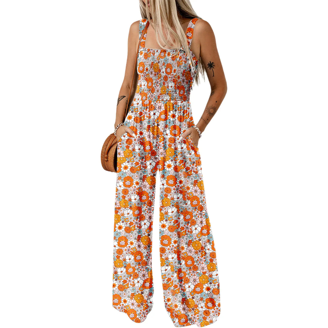 Boho Printed Spaghetti Strap Jumpsuit