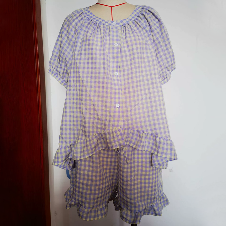 Pink Gingham Ruffle Lounge Set