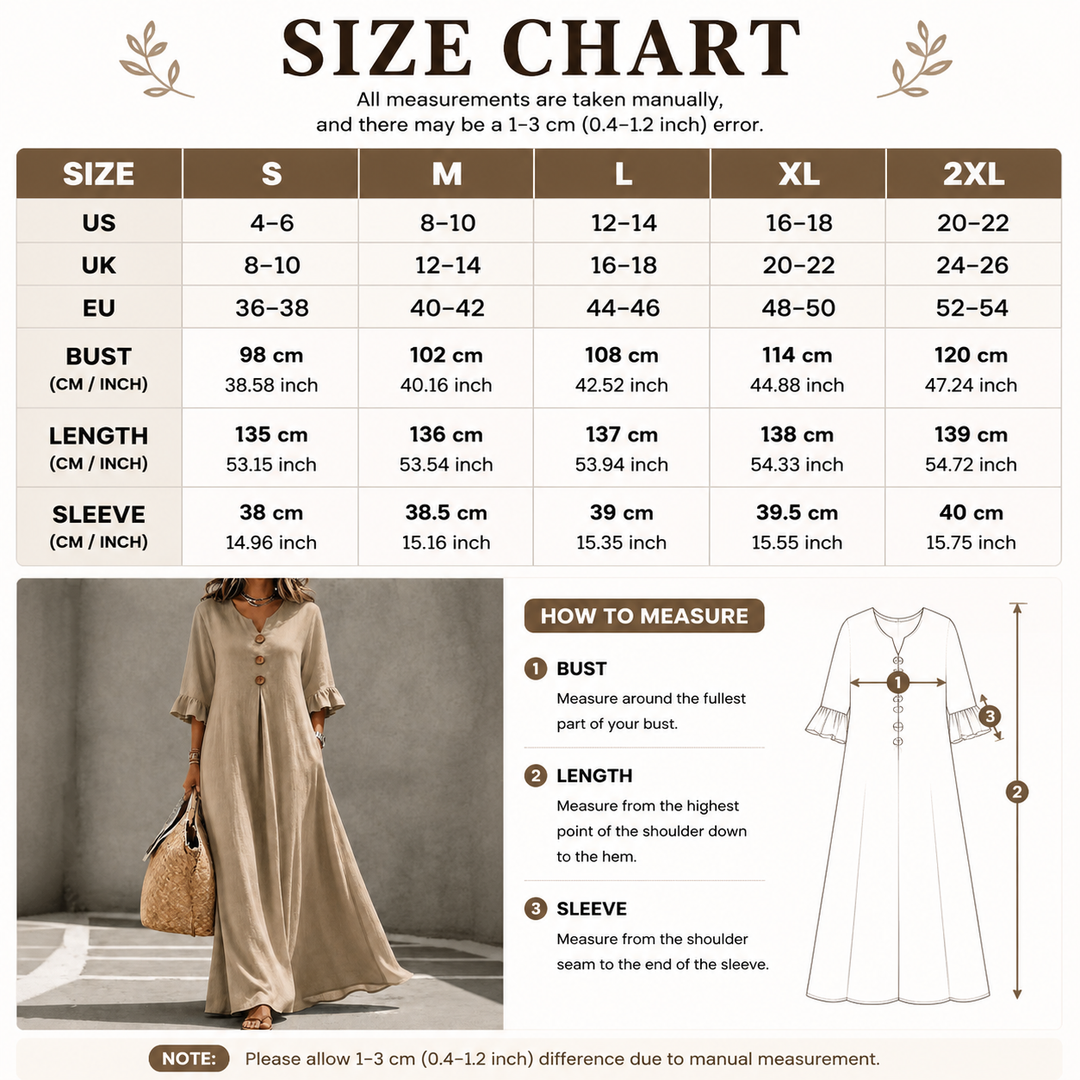 Relaxed Linen Blend Henley Maxi Dress