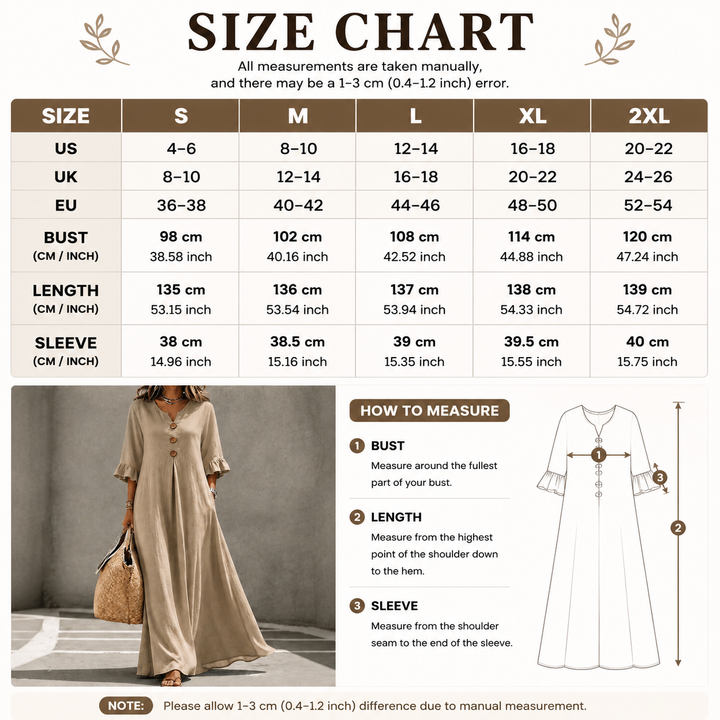Relaxed Linen Blend Henley Maxi Dress