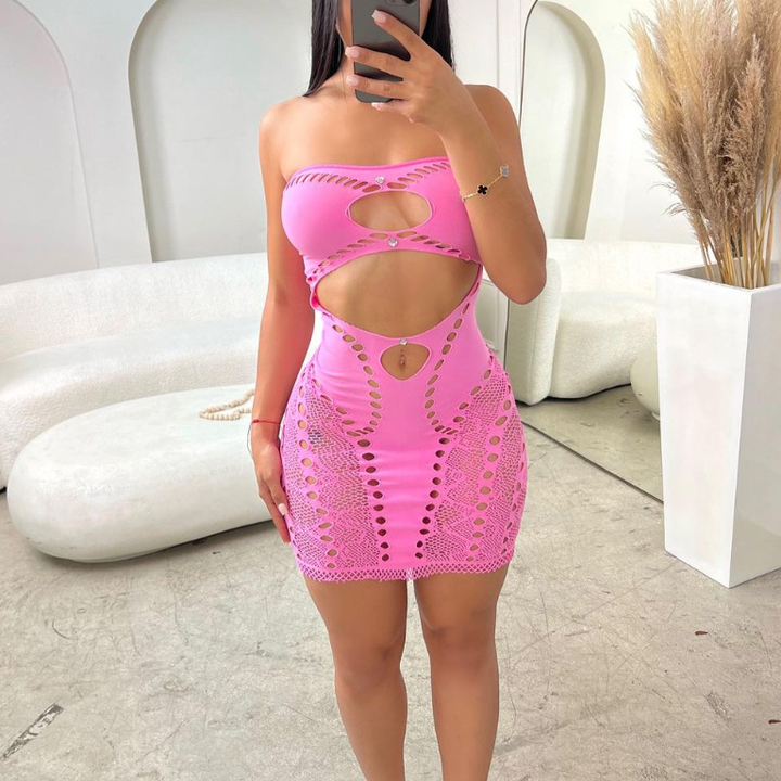 Sheer Mesh Bodysuit with Cape Set