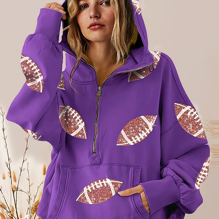 Graphic Half Zip Oversized Hoodie