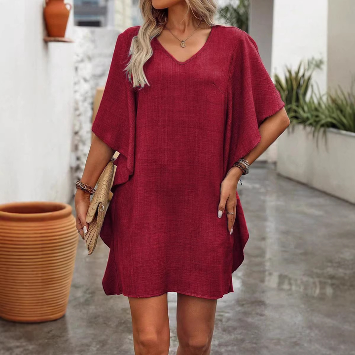 Minimalist Relaxed V-Neck Tunic Dress