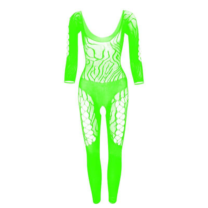 Women’s Sheer Lace Bodystocking – Long Sleeve Cutout Design