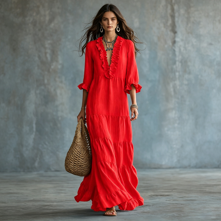 Boho Tiered Ruffle Maxi Dress