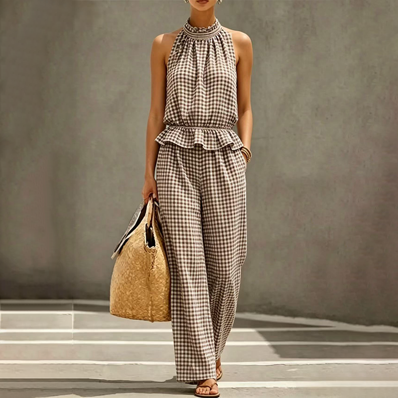 Elegant Sleeveless Straight Leg Pants Set