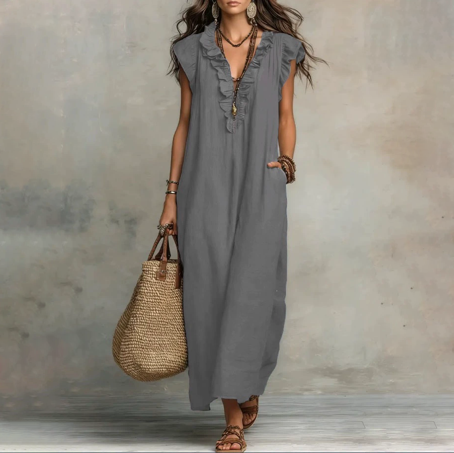 Bohemian V-Neck Sleeveless Maxi Dress