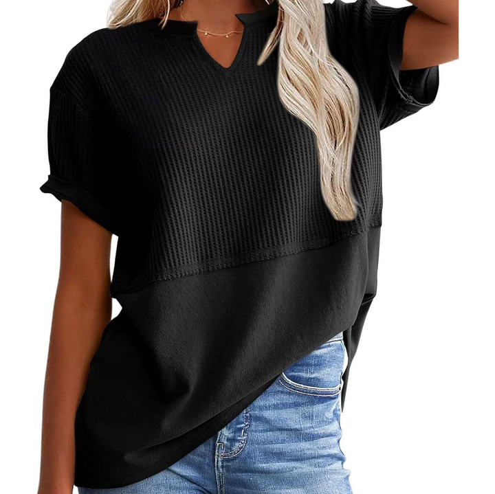 Soft Knit V-Neck Short Sleeve Top