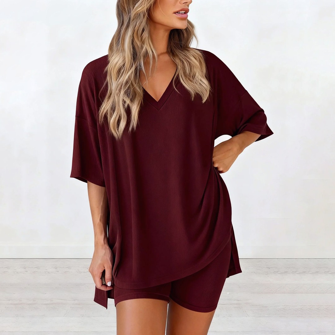 Soft Knit Relaxed V-Neck Lounge Set