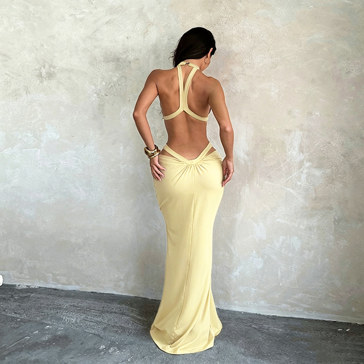 Women’s Halter Neck Cutout Maxi Dress