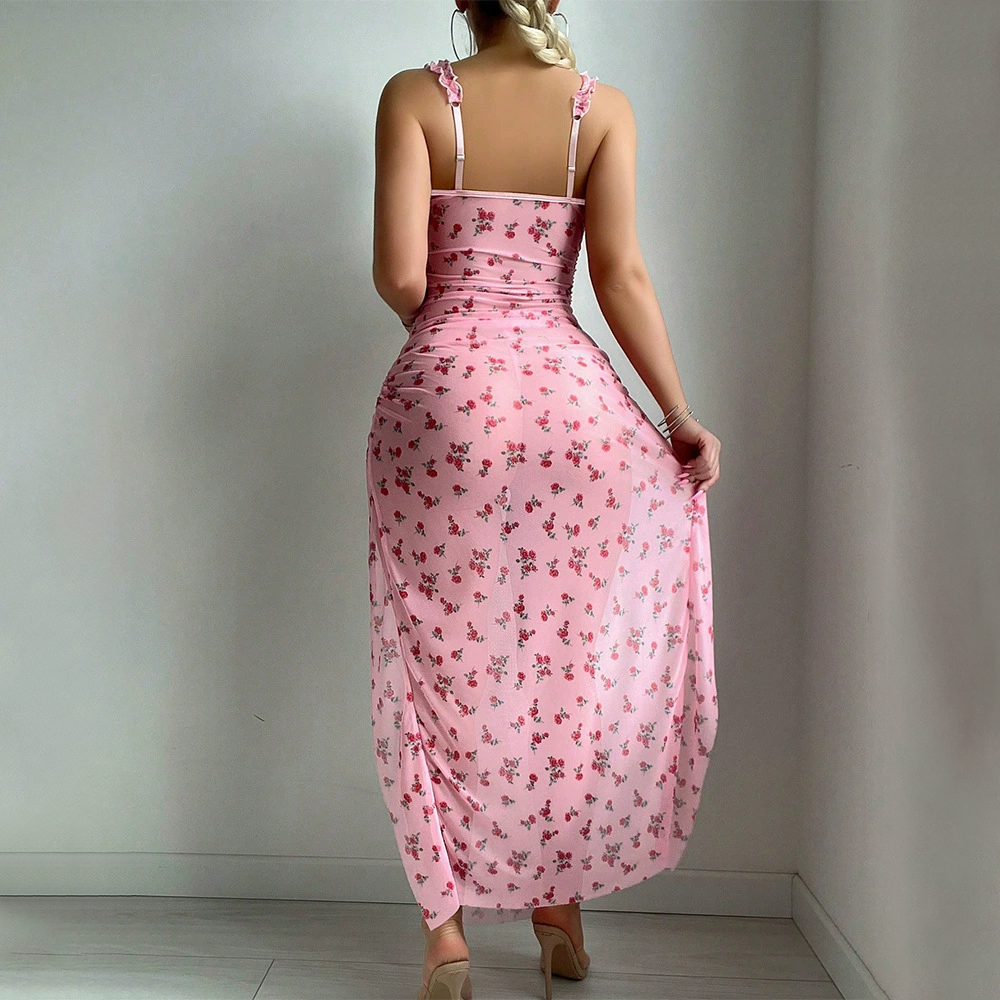 Floral Print Side Split Maxi Dress