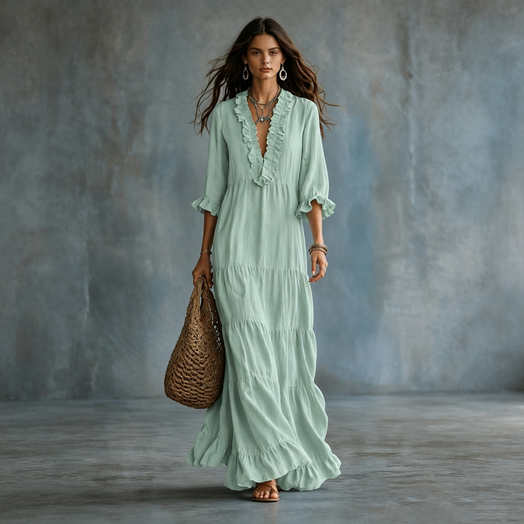 Boho Tiered Ruffle Maxi Dress