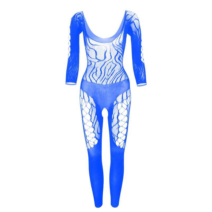 Women’s Sheer Lace Bodystocking – Long Sleeve Cutout Design