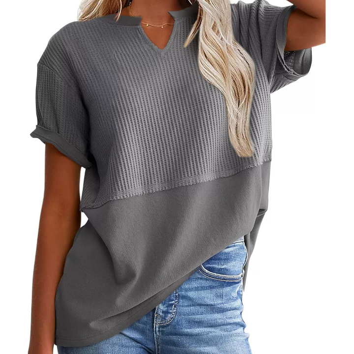 Soft Knit V-Neck Short Sleeve Top