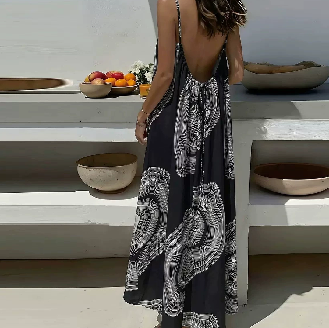 Plus-size backless halter dress