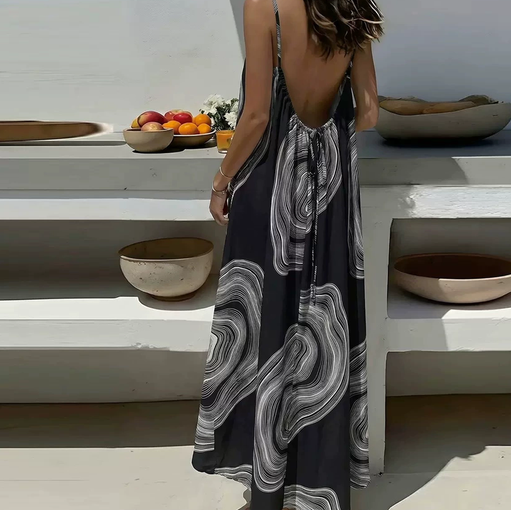 Plus-size backless halter dress