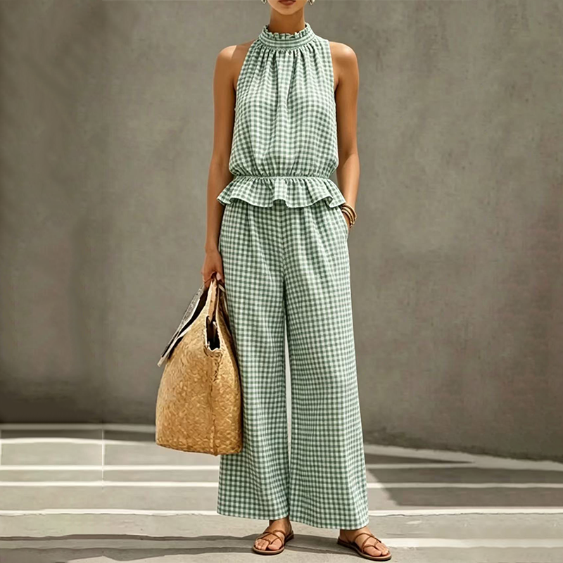 Elegant Sleeveless Straight Leg Pants Set