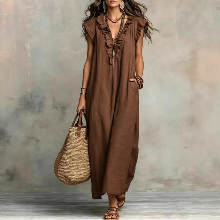 Bohemian V-Neck Sleeveless Maxi Dress