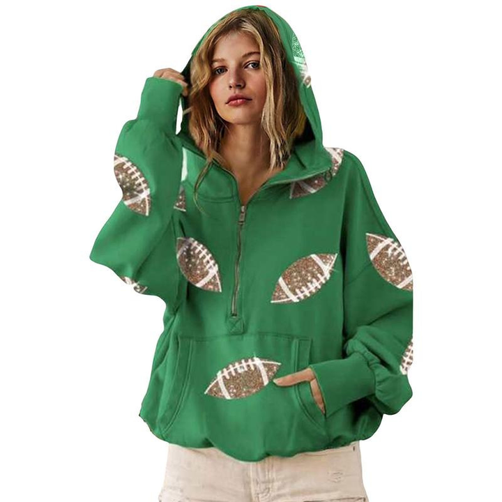Graphic Half Zip Oversized Hoodie