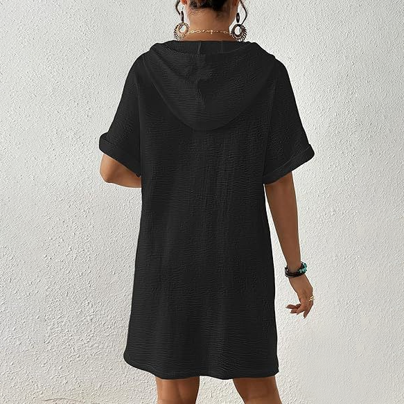Cotton Gauze Button-Front Shirt Dress