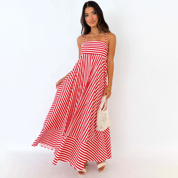 Striped Spaghetti Strap Maxi Dress