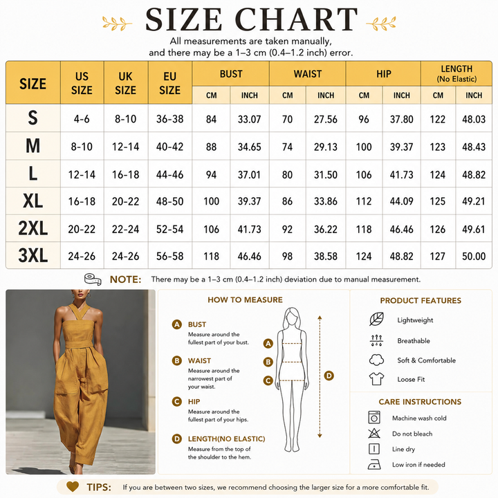 Linen Blend Cross-Front Wide Leg Jumpsuit