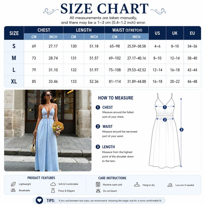 Elegant Striped Halter Resort Maxi Dress