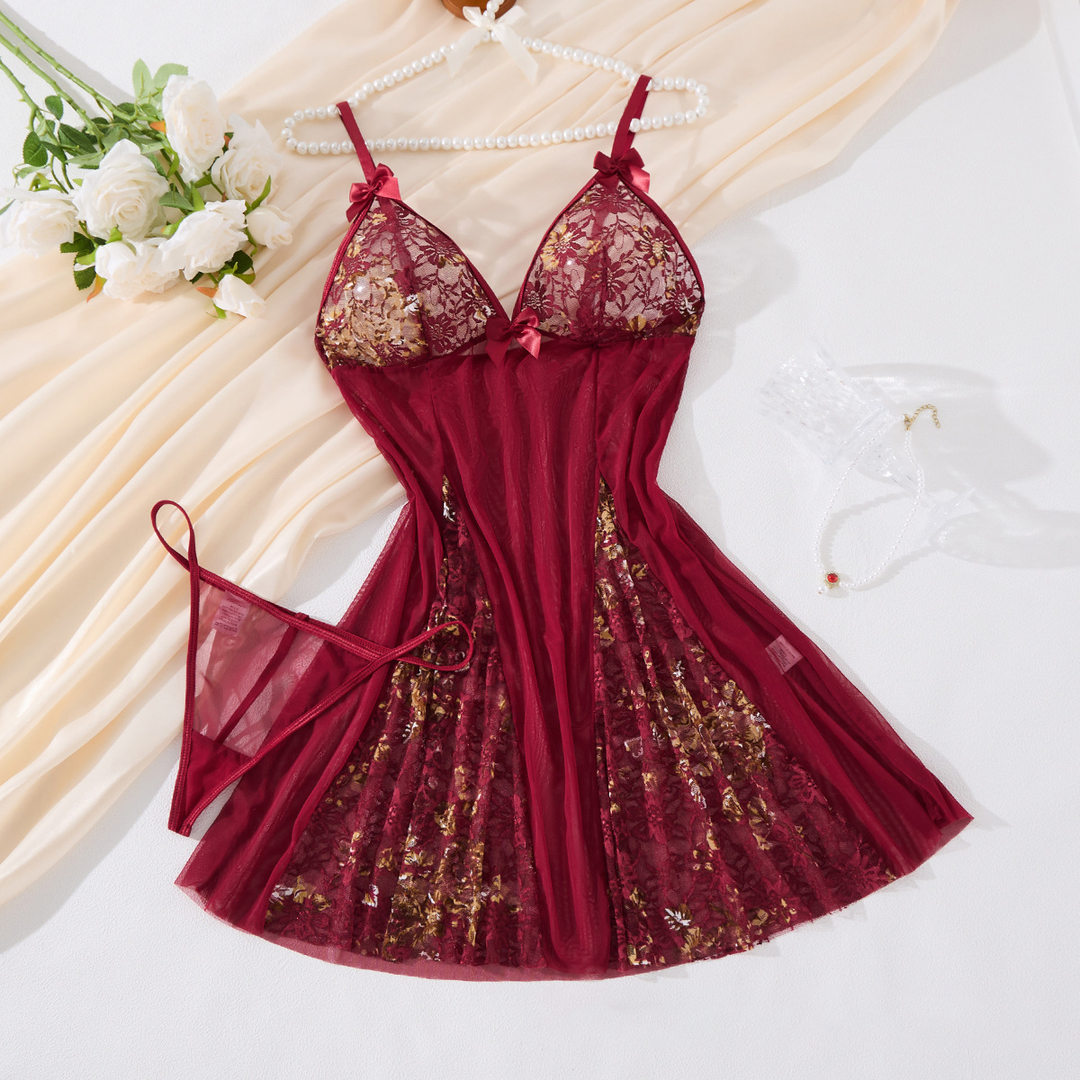 Lace slip dress (with thong)