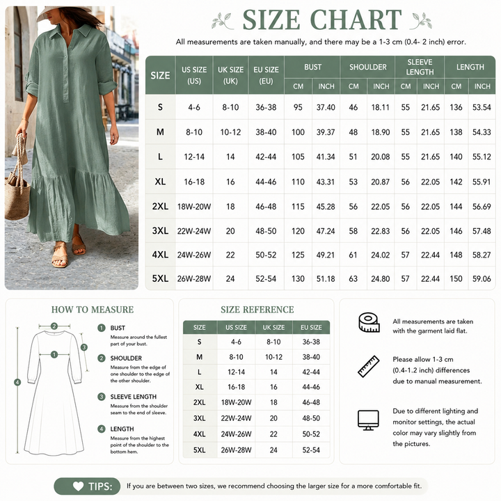 Linen Blend Tiered Shirt Maxi Dress