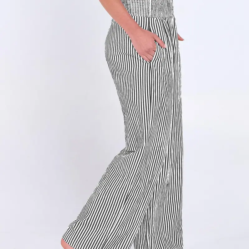 High-Waisted Striped Wide Leg Lounge Pants