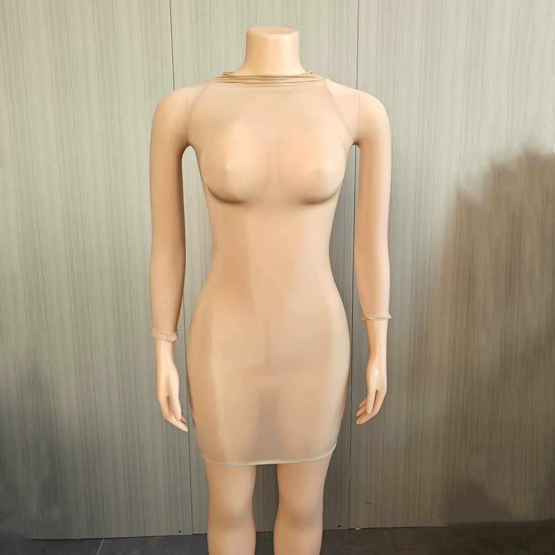 Glossy Sheer Bodystocking Dress