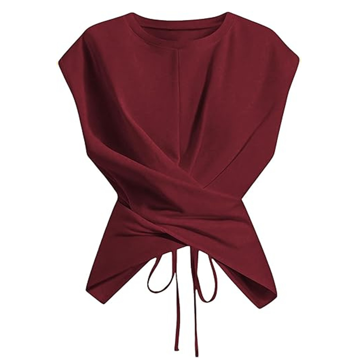 Cross Wrap Tie Front Crop Top