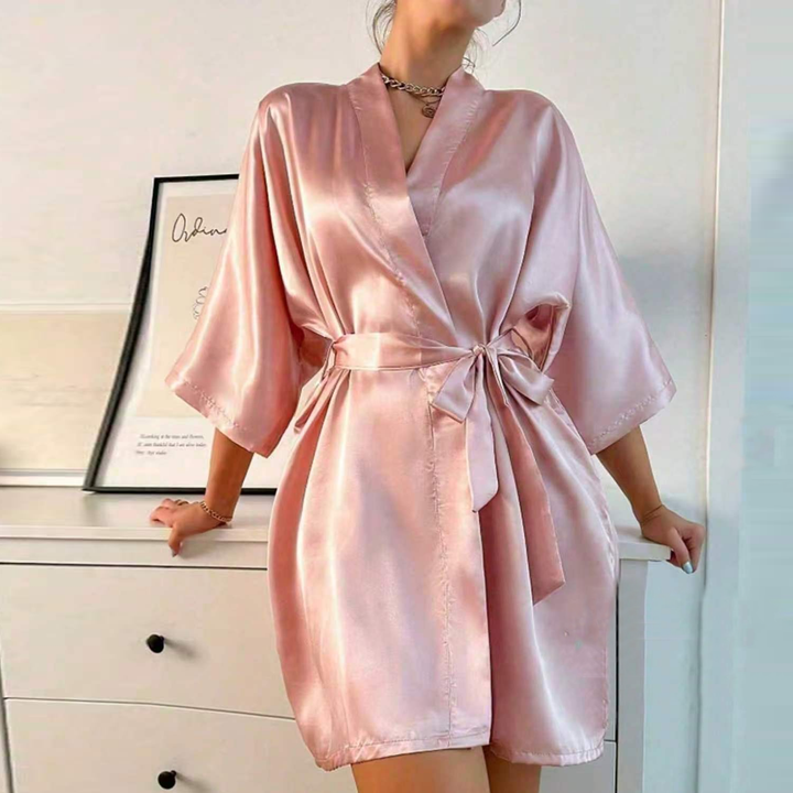 Women’s Satin Robe – Lightweight Tie Waist Sleepwear