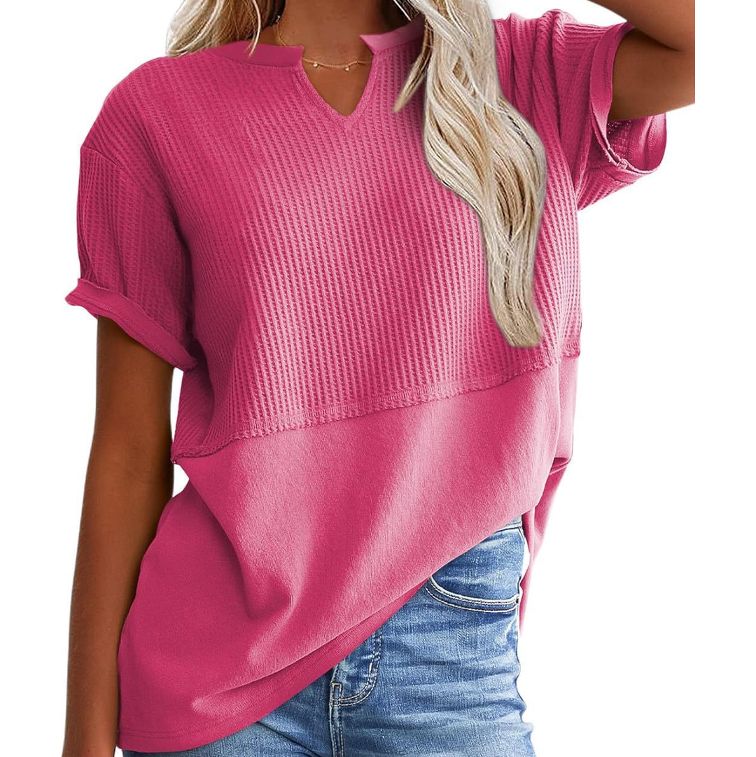 Soft Knit V-Neck Short Sleeve Top