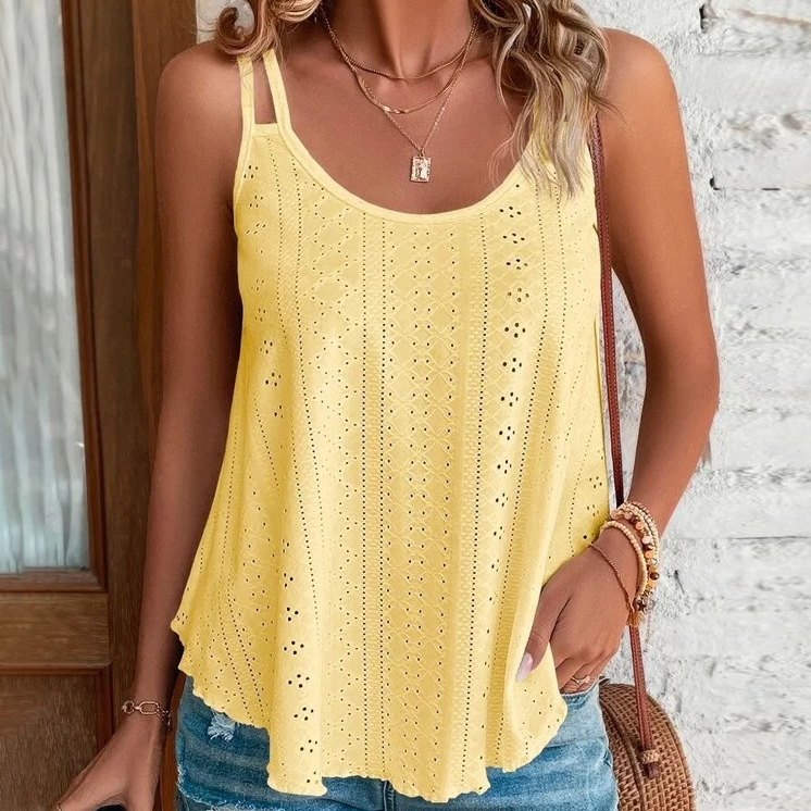 Eyelet Double Strap Tank Top