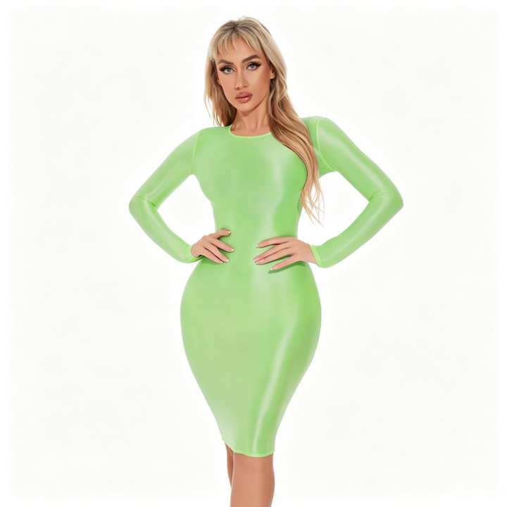 Glossy Bodycon Midi Dress