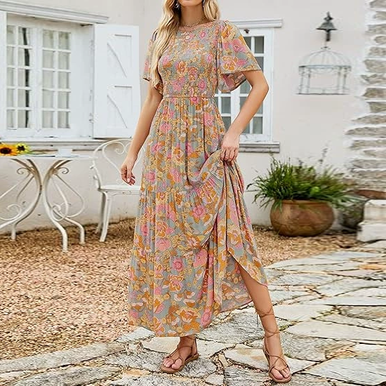 Elegant Boho Floral Maxi Dress